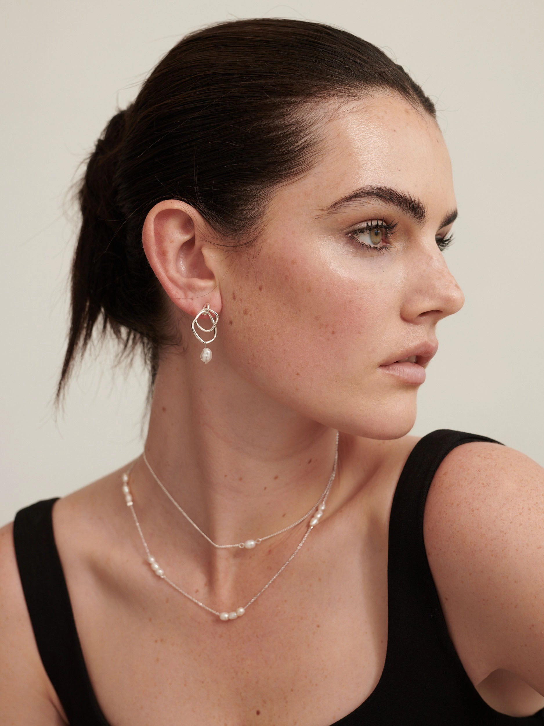 Trio Pearl Silver Plated Necklace