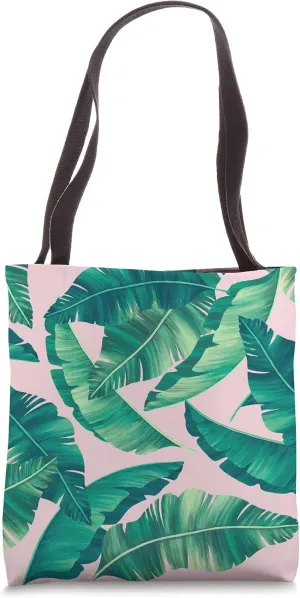 Tropical Botanical Palm Banana Leaves - Pale Blush Pink Tote Bag