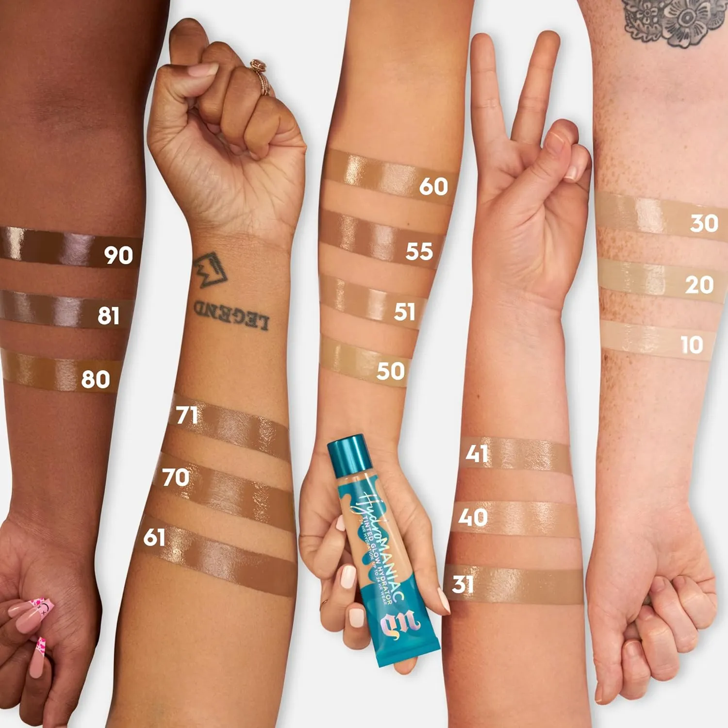 Urban Decay Hydromaniac Dewy Foundation, Hydrating Tinted Moisturizer for Dry Skin, Buildable Medium Coverage, with Kombucha Filtrate & Marula Oil, Non-comedogenic, Vegan, Cruelty-free - 1.1 fl oz