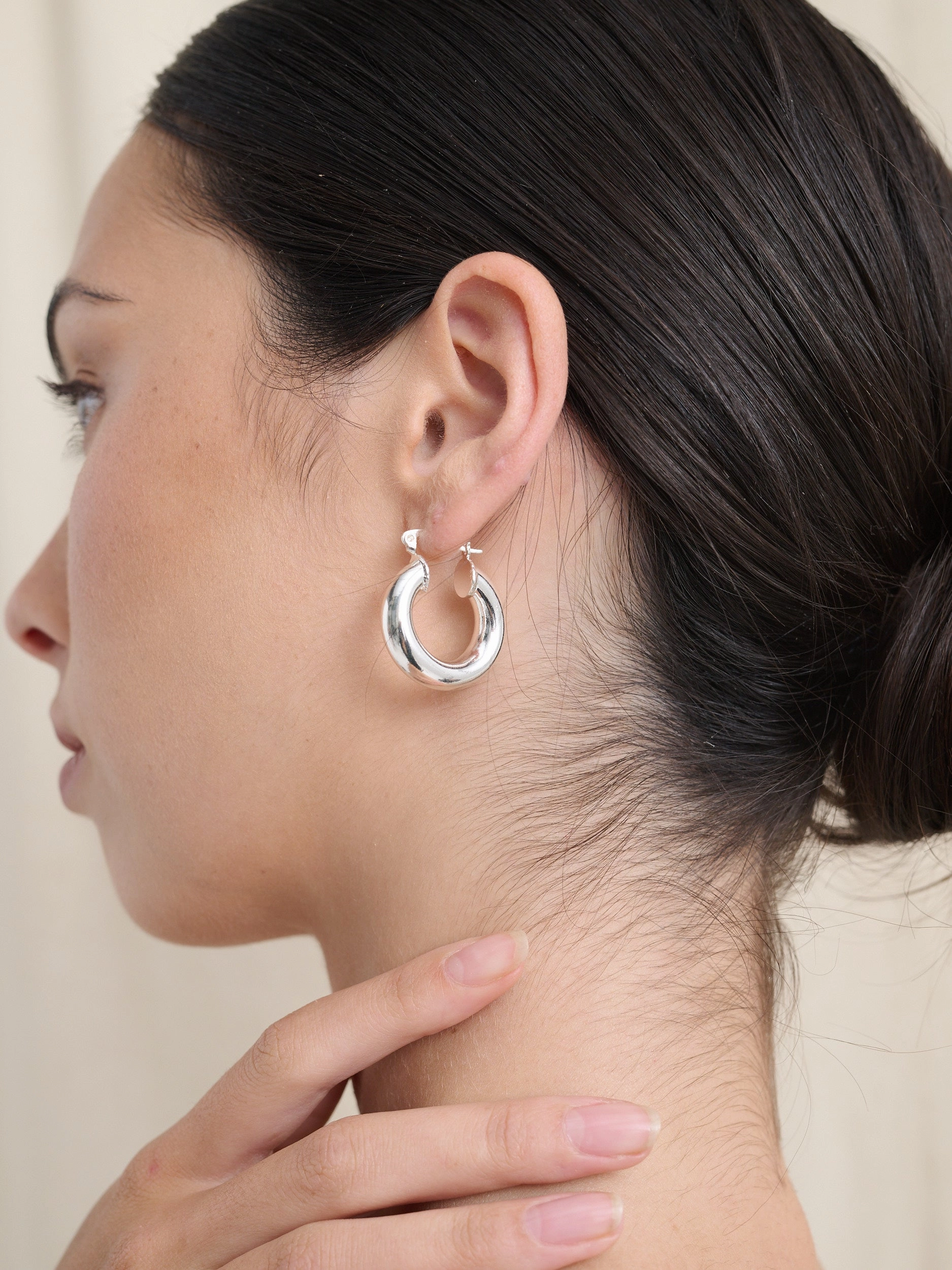 Vanya Sterling Silver Plated Hoop Earrings