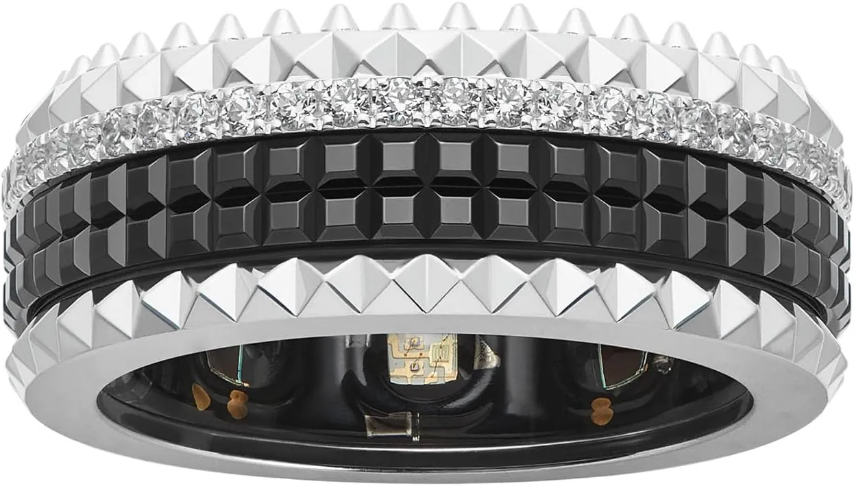 VERTU Smart Ring Ai Diamond Ring for Men/Women, Sleep Tracker - Fitness Monitor - Silver Black - Size 11 - No App Subscription Shadow Pair
