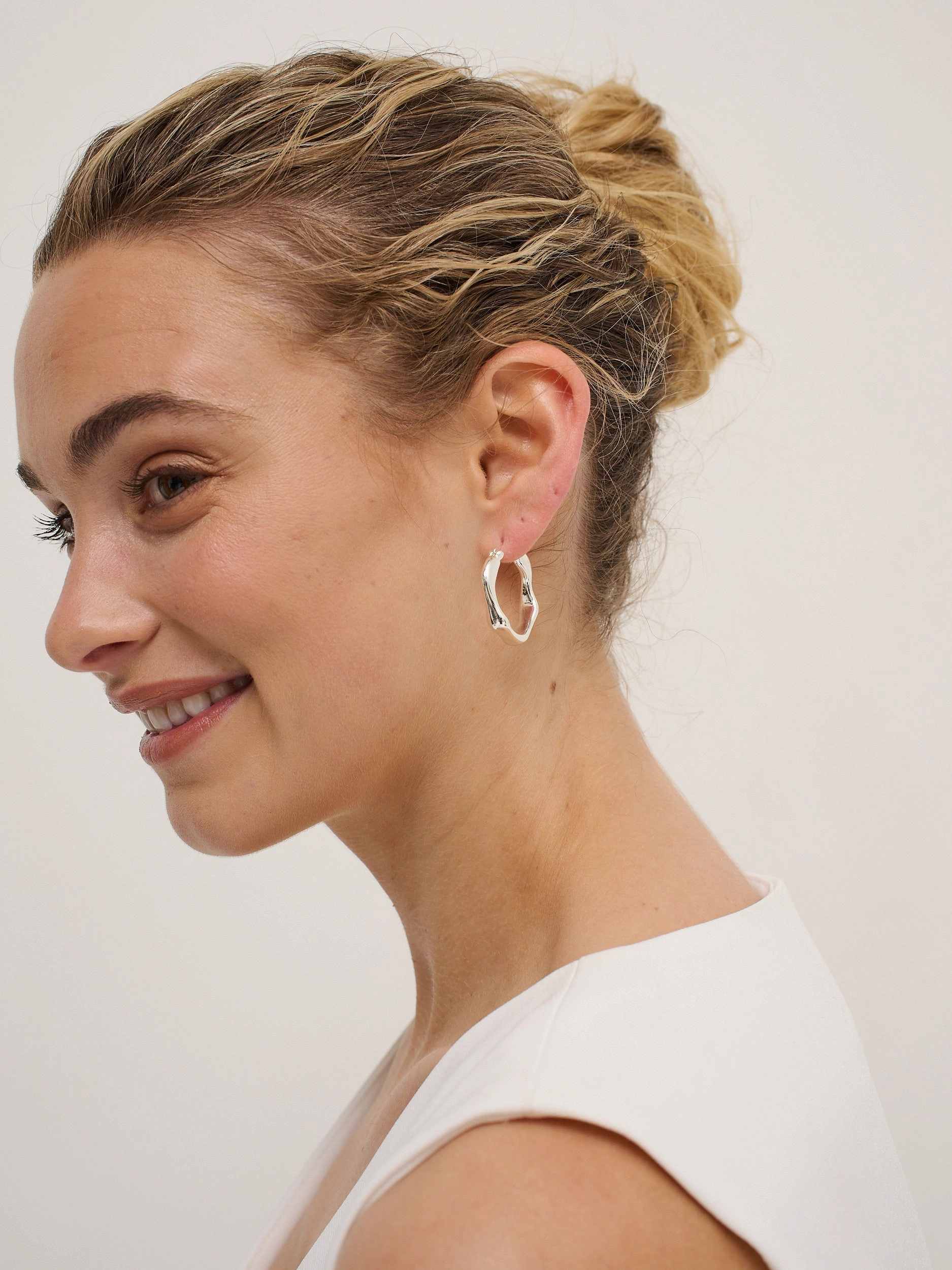 Wavy Textured Silver Plated Earrings