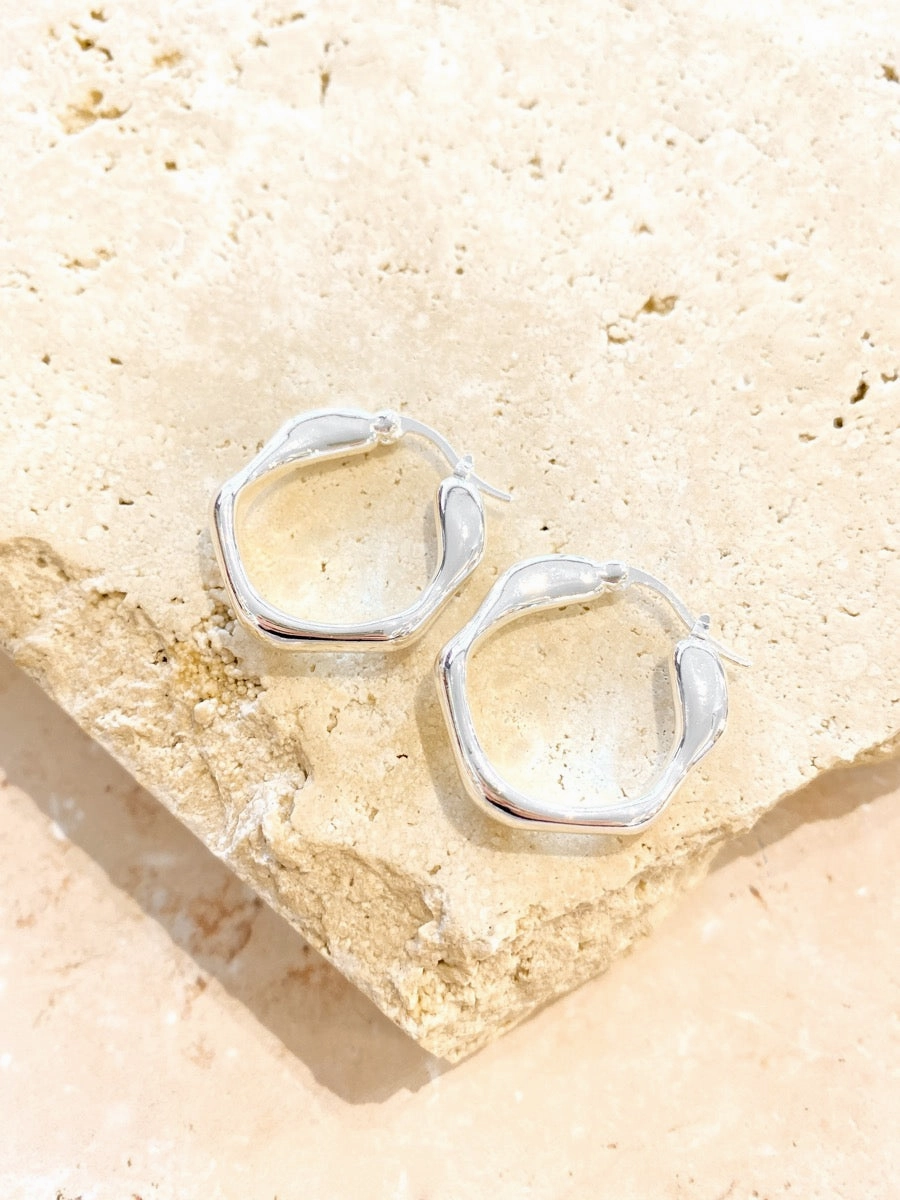 Wavy Textured Silver Plated Earrings