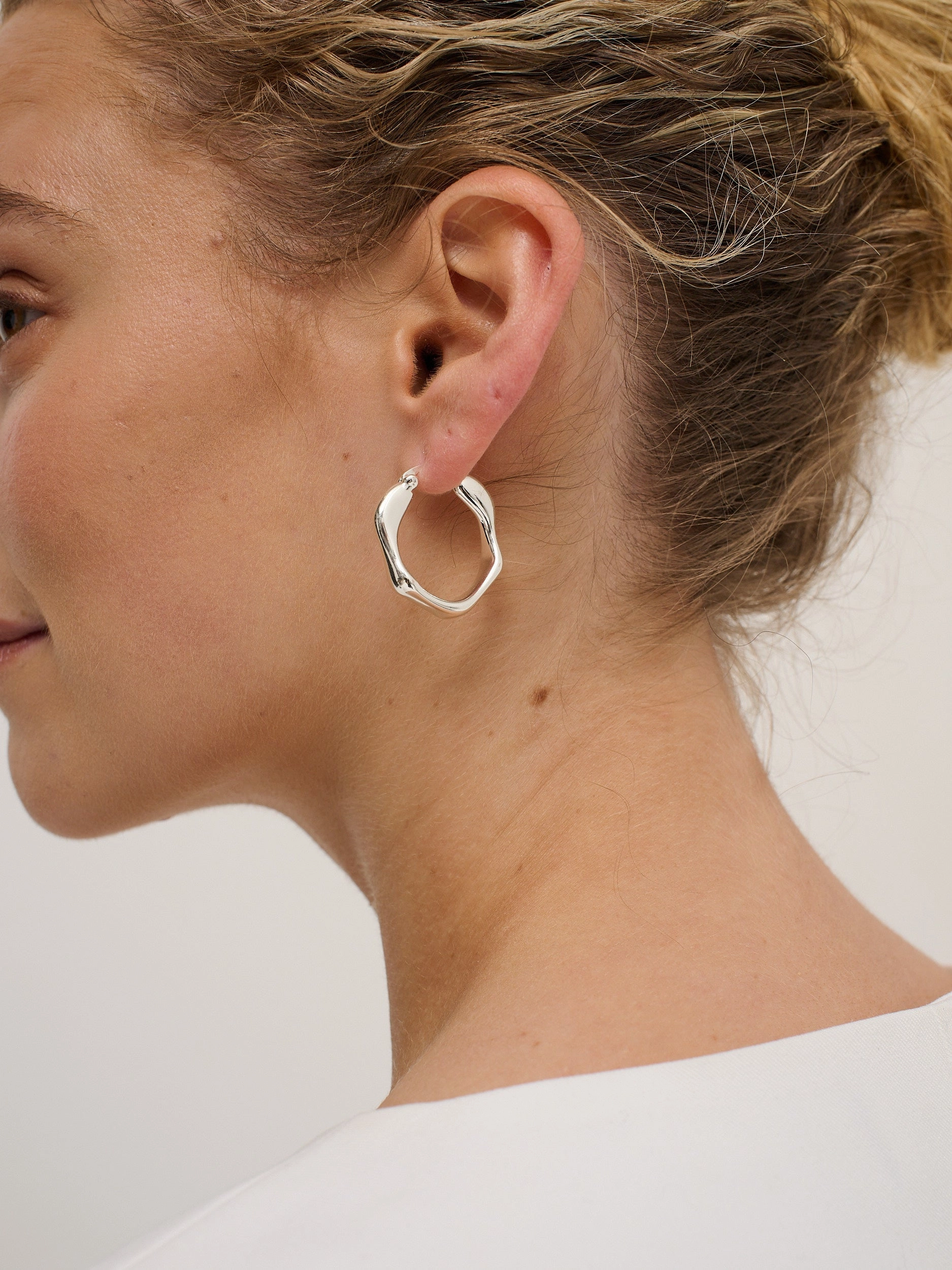 Wavy Textured Silver Plated Earrings