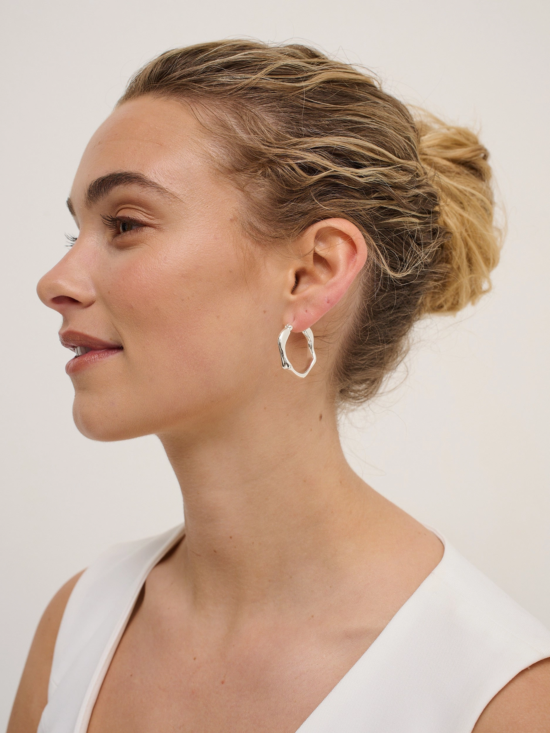 Wavy Textured Silver Plated Earrings