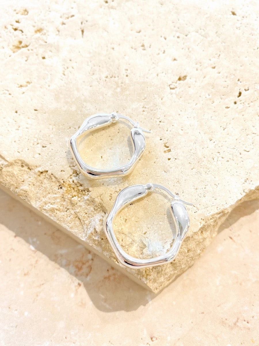 Wavy Textured Silver Plated Earrings