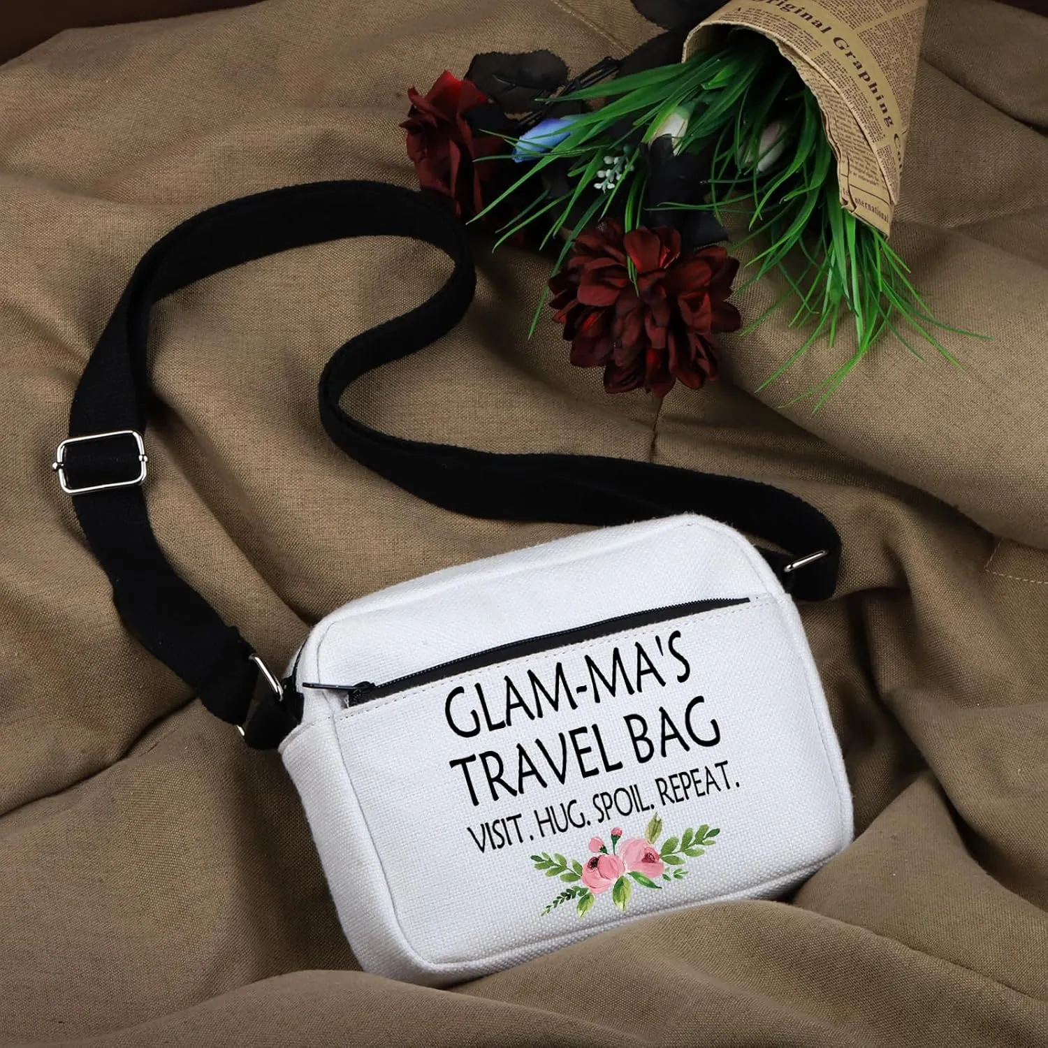 WCGXKO Mother’s Day Gift Grandma Birthday Gift Mother’s Day MerchandiseZipper Canvas Crossbody Bag For Grandma