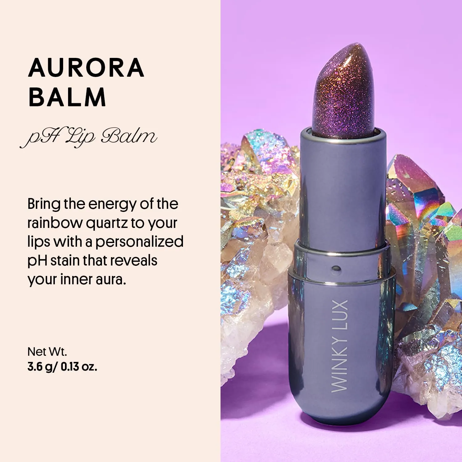 Winky Lux Glimmer Balm, pH Lip Balm, Color Changing Lipstick and Tinted, Vegan & Cruelty Free Lip Balm, Hydrate & Plump, Purple Mauve Lipstick, Aurora