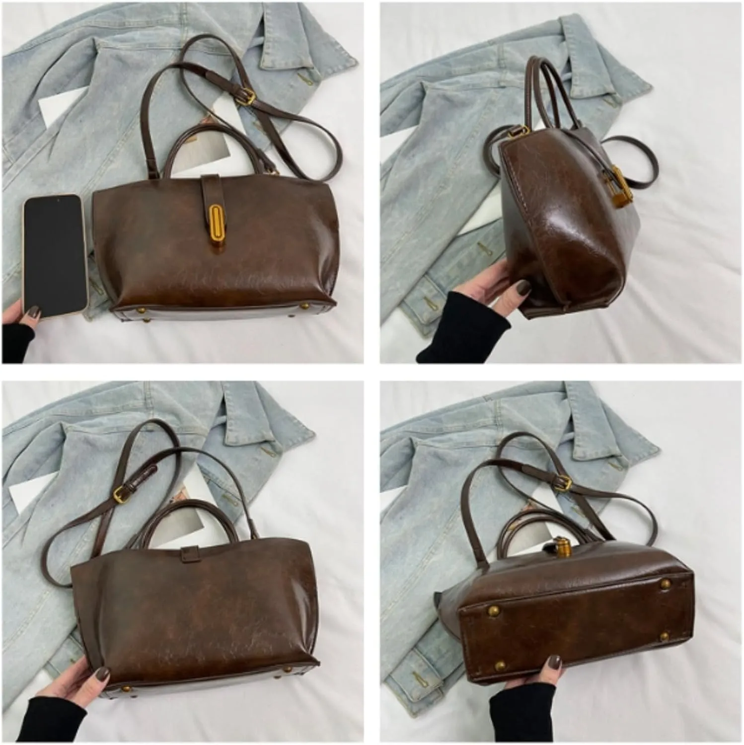 Women's Elegant Solid Color French Style Handbag, Classic Double Zip Top Handle Satchel Bag, Women Wedding Party Clutch