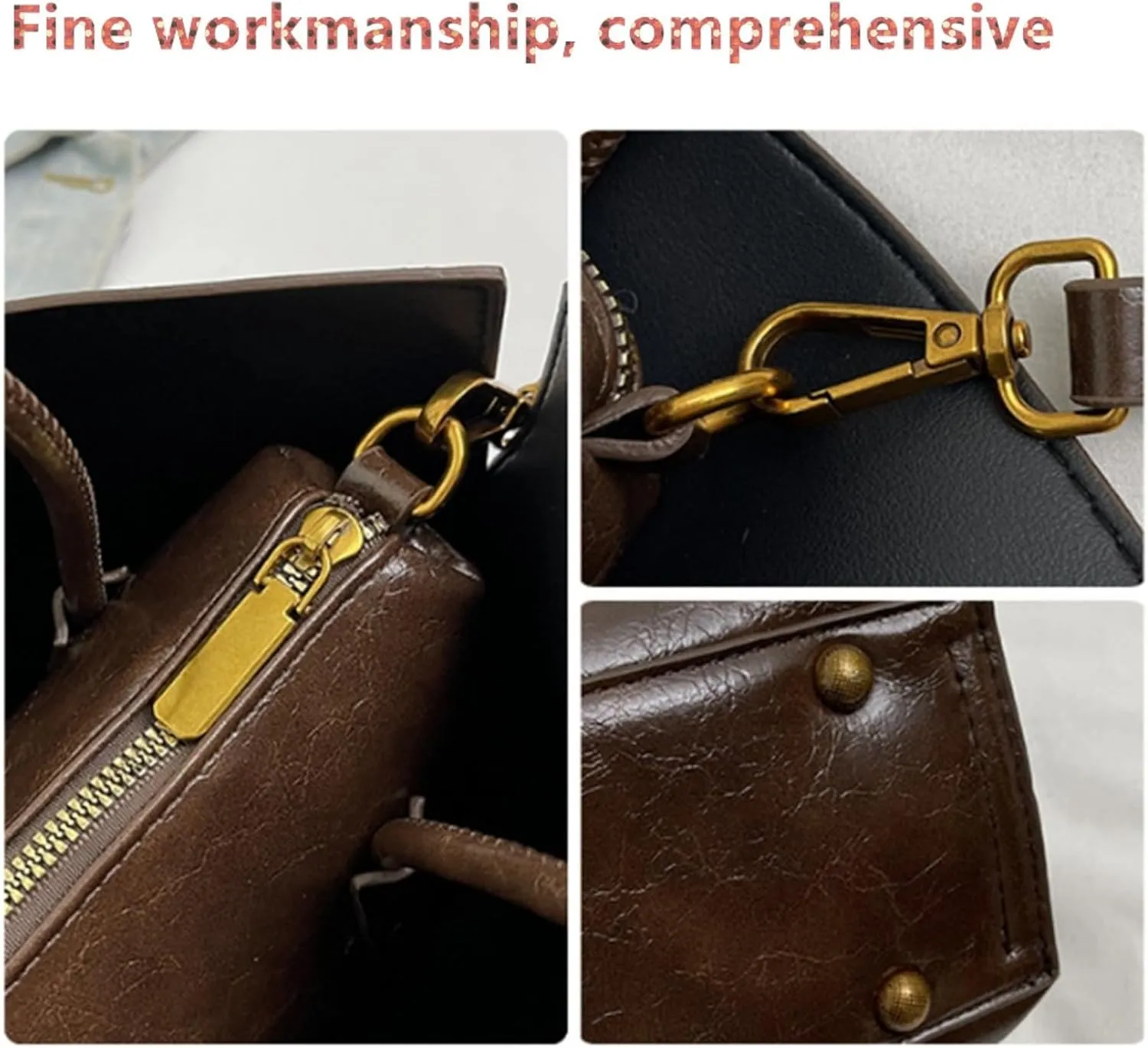 Women's Elegant Solid Color French Style Handbag, Classic Double Zip Top Handle Satchel Bag, Women Wedding Party Clutch