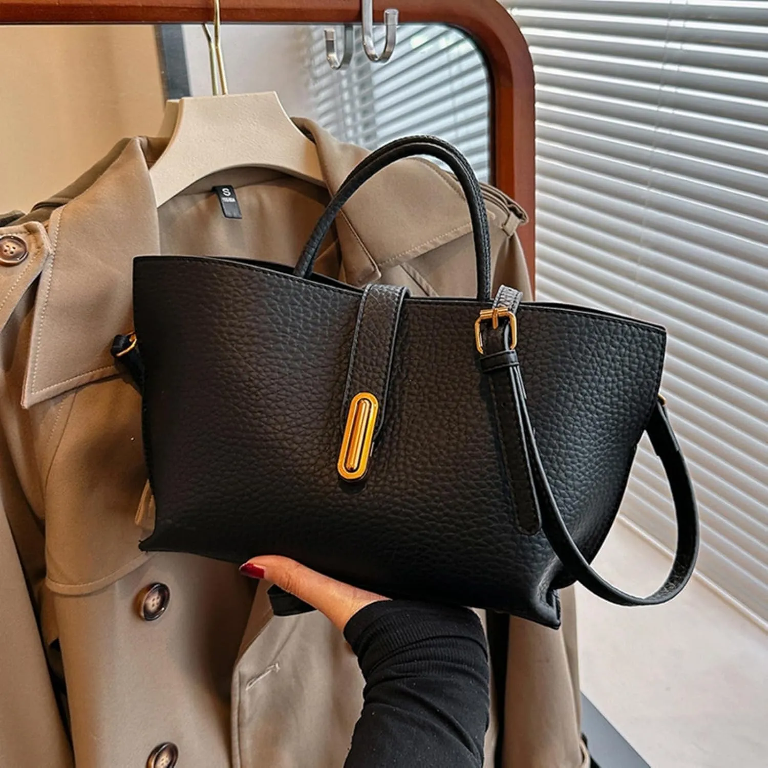 Women's Elegant Solid Color French Style Handbag, Classic Double Zip Top Handle Satchel Bag, Women Wedding Party Clutch