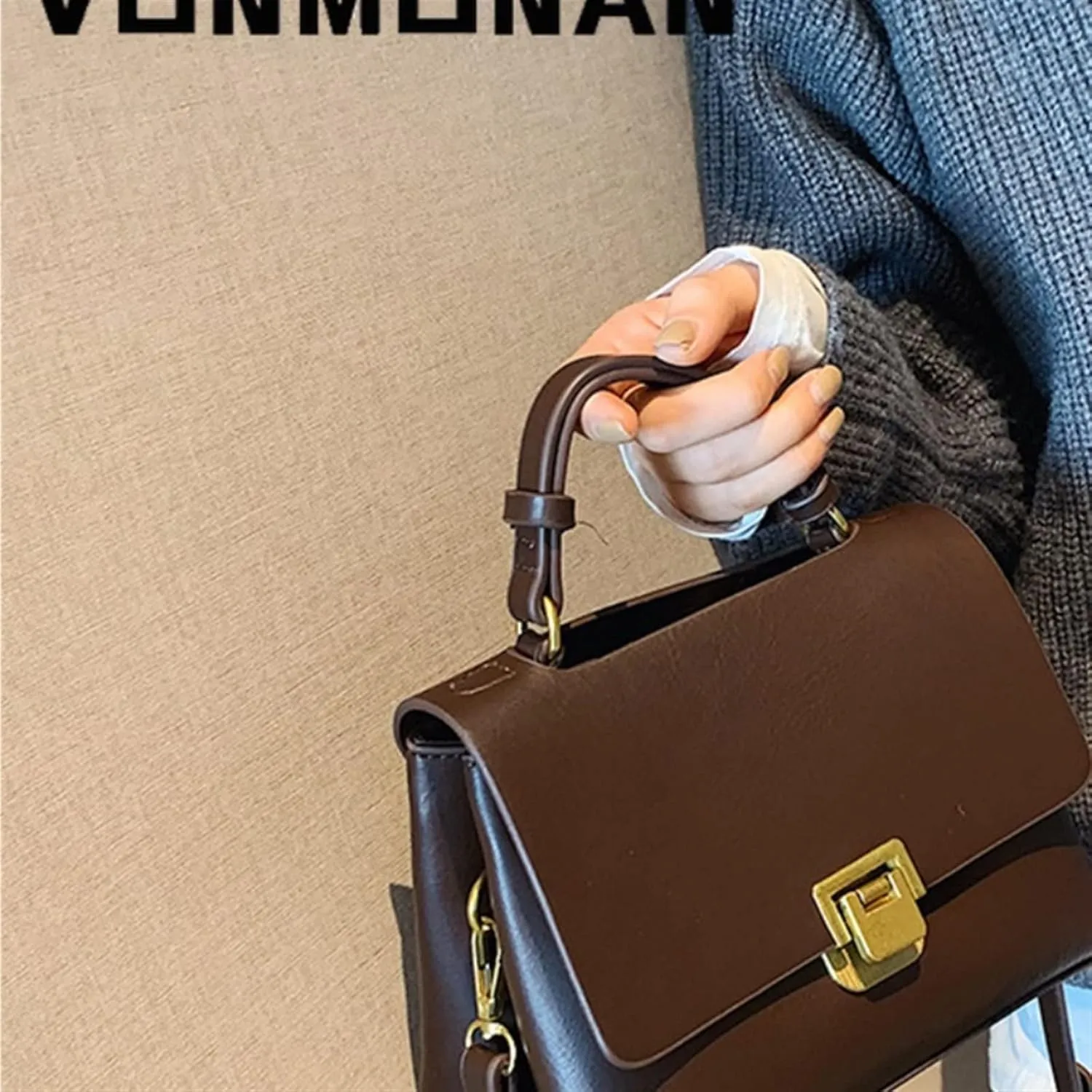 Women's Handbags Handbag Winter Leather Women's Purse Purse Shoulder Bag Women's Handbag(Coffee)