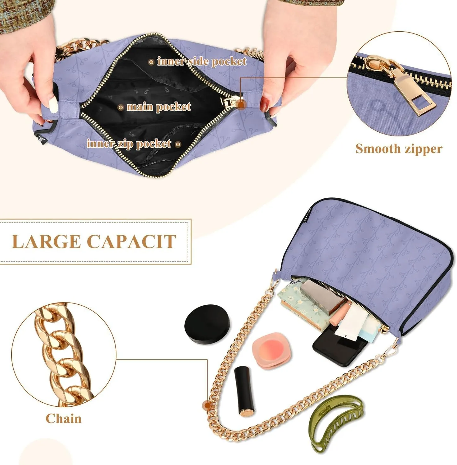 Women's Shoulder Handbags Chain Shoulder Brace for Women Bag Botanical Print Ladies Vacation Handbags Tote Purse,Multi1