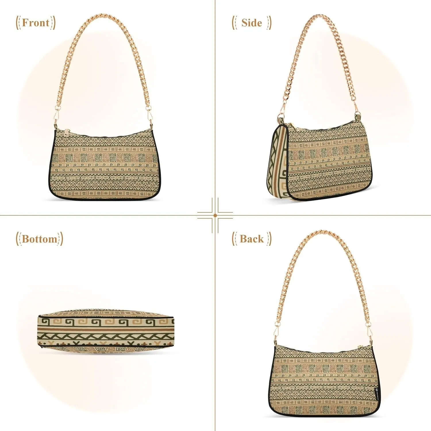 Women's Shoulder Handbags Chain Shoulder Brace for Women Bag Geometric Pattern Ladies Vacation Handbags Tote Purse,Multi1