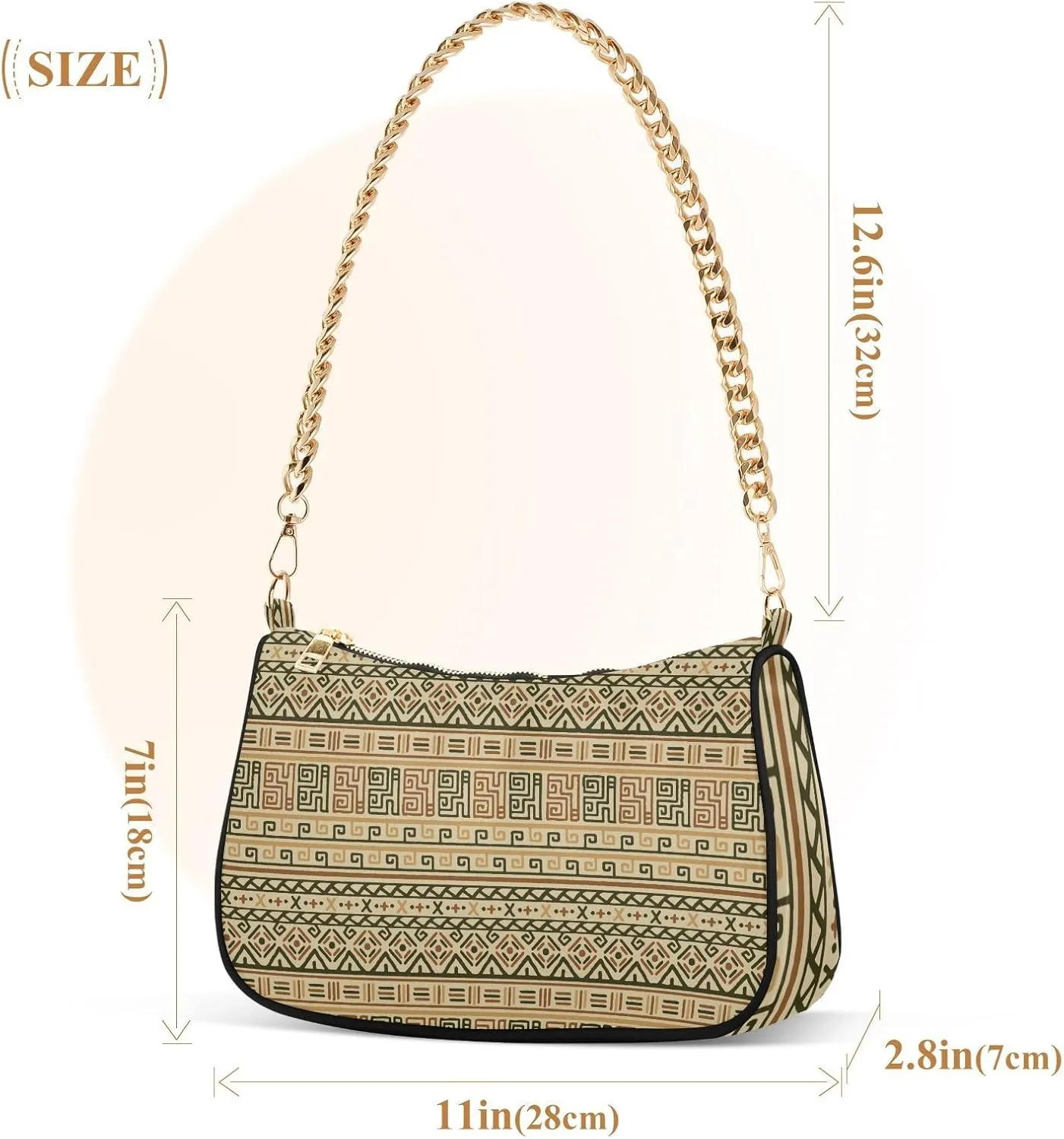 Women's Shoulder Handbags Chain Shoulder Brace for Women Bag Geometric Pattern Ladies Vacation Handbags Tote Purse,Multi1