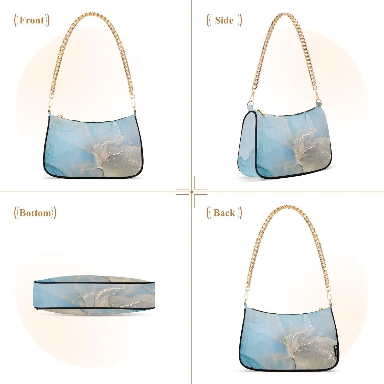 Women's Shoulder Handbags Chain Shoulder Brace for Women Bag Marble Print Ladies Vacation Handbags Tote Purse,Multi1