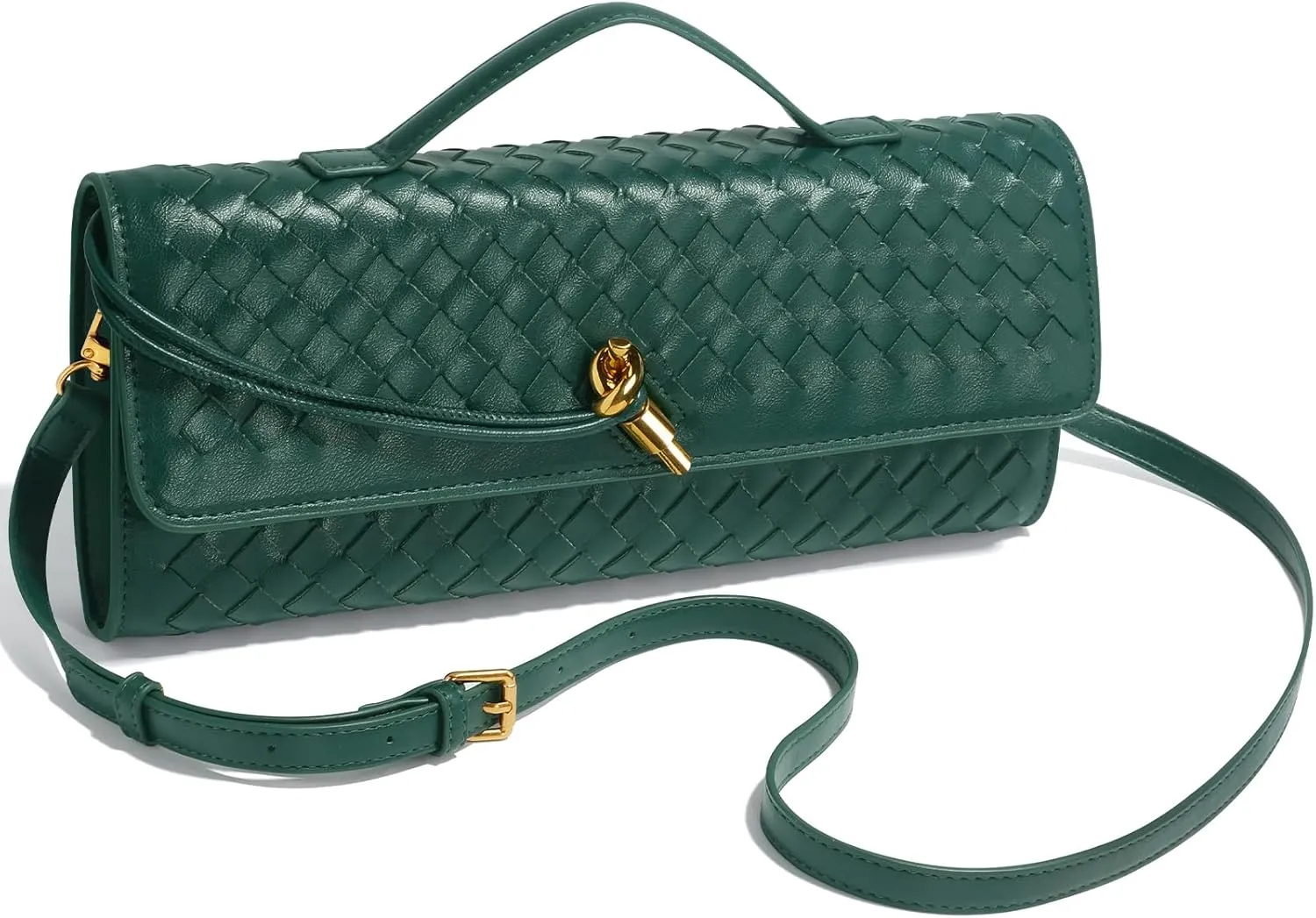 Woven Clutch Purses for Women, Leather Evening Bag Shoulder Handbag Formal Satchel Crossbody Purse Party Bag