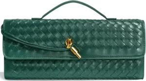 Woven Clutch Purses for Women, Leather Evening Bag Shoulder Handbag Formal Satchel Crossbody Purse Party Bag
